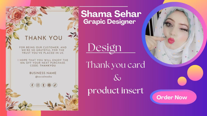 Gig Preview - Design amazon thank you card and product insert card for you