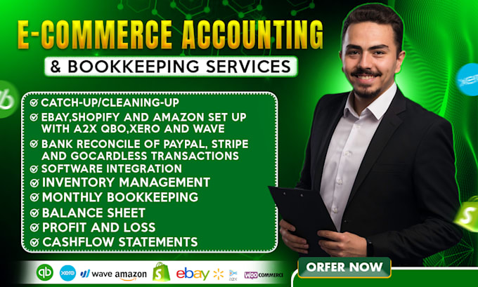 Gig Preview - Do amazon, shopify, ebay ecommerce bookkeeping in quickbooks, xero, wave