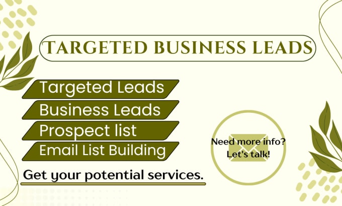 Gig Preview - Provide b2b lead generation services, offering business leads for any industry