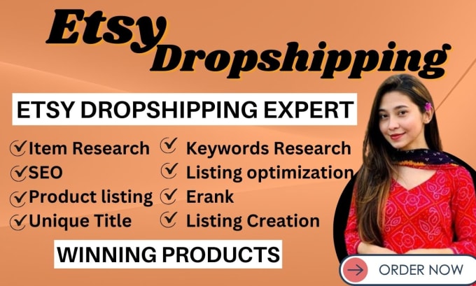 Gig Preview - Do etsy dropshipping etsy listing etsy seo on etsy shop etsy virtual assistant