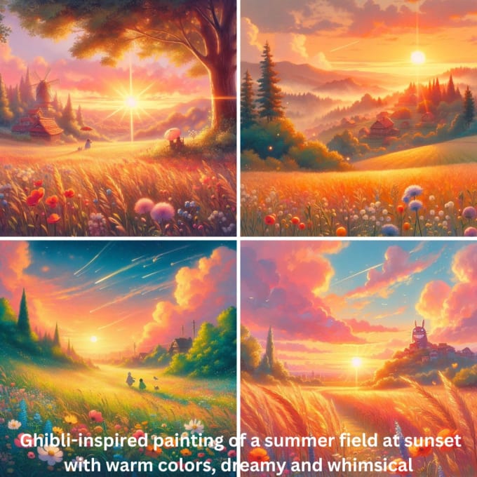 Gig Preview - Create stunning ghibli inspired ai art paintings for you