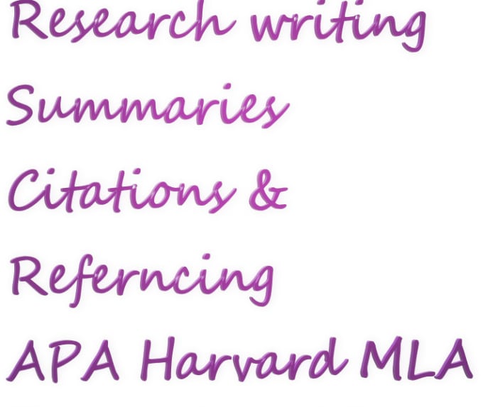 Gig Preview - Do research writing and summaries, citation referencing apa mla harvard