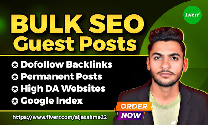 Gig Preview - Do guest post, bulk guest posts and dofollow guest posting seo backlinks