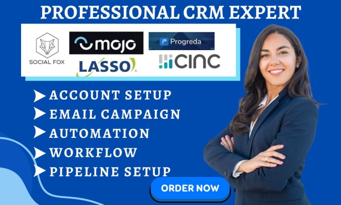 Gig Preview - Setup lasso crm socialfox leadlion progreda cinc mojo bossupdesk real estate crm