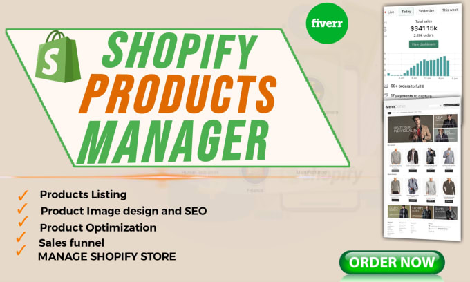 Gig Preview - Manage your shopify store, product upload and research, inventory update