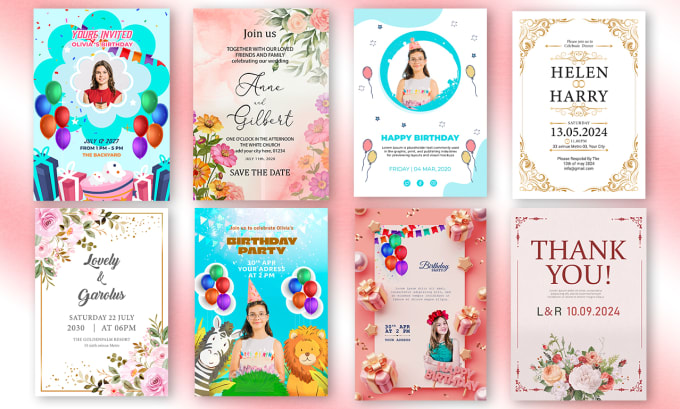 Gig Preview - Design greeting, wedding, and birthday party invitation cards in 8 hours