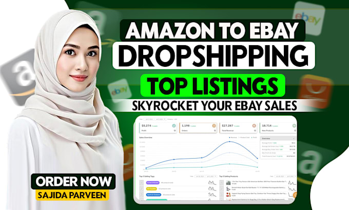 Gig Preview - Do amazon to ebay dropshipping top listings