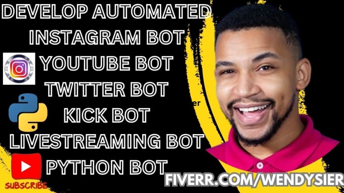 Bestseller - build twitter bot, youtube bot, instagram api bot, tiktok bot, streaming bot