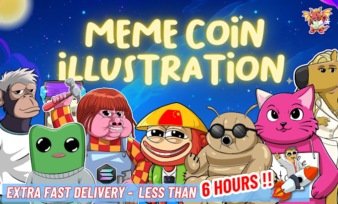 Gig Preview - Draw funny custom meme coin art for your website and social media