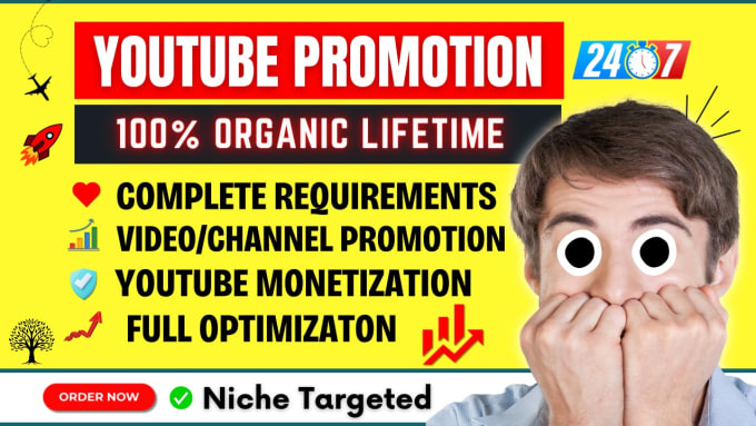 Gig Preview - Do fast organic youtube video or channel promotion for monetization