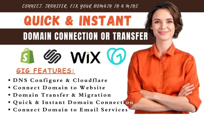 Gig Preview - Transfer and connect your domain to website, shopify, wix, godaddy, squarespace