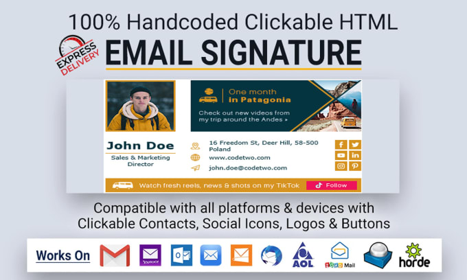 Gig Preview - Code electrifying email signature and email footer in HTML