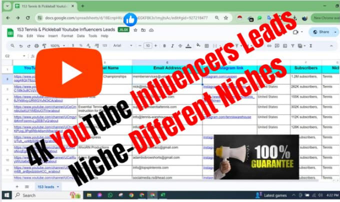 Gig Preview - Find research and collect youtube influencer email lists for your outreach