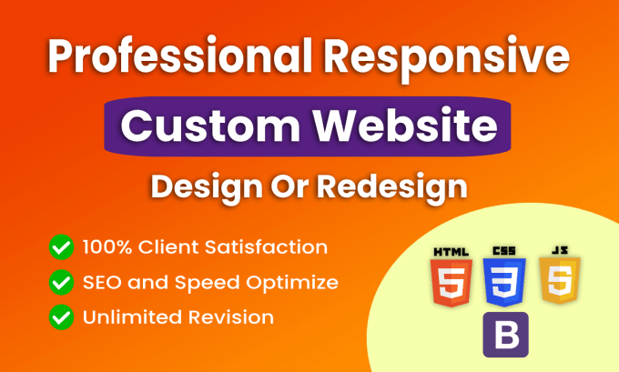 Gig Preview - Create custom website design or redesign with html, css, js