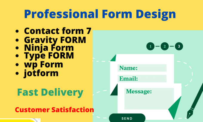 Gig Preview - Design create jotform, website contact form 7, gravity, ninja,wpform,typeform