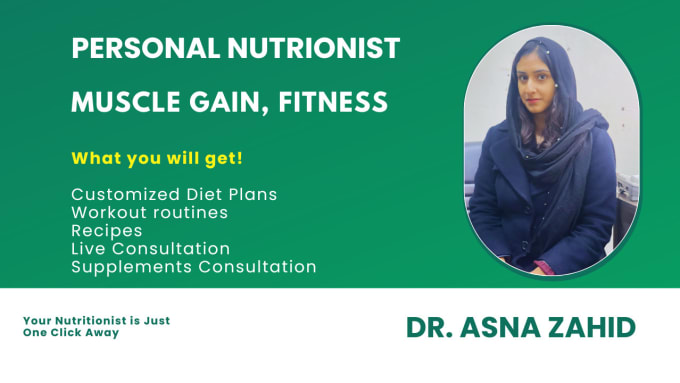 Gig Preview - Be your nutritionist for fitness meal plan and muscle gain diet plan