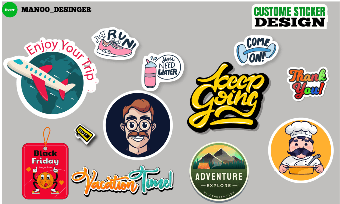 Gig Preview - Design typography sticker, round sticker, retro, badges logo, patches, decals