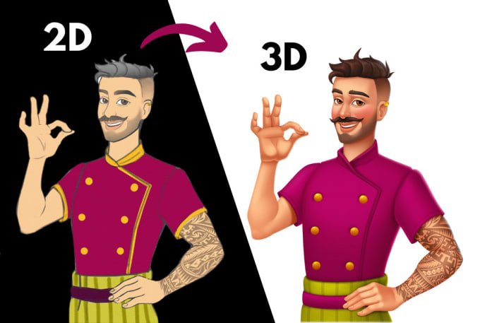 Gig Preview - Turn your 2d concept art to 3d character modelling ,2d to 3d models