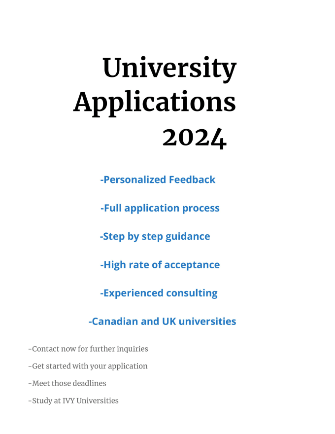 Gig Preview - Do undergraduate college applications for canadian and UK universities