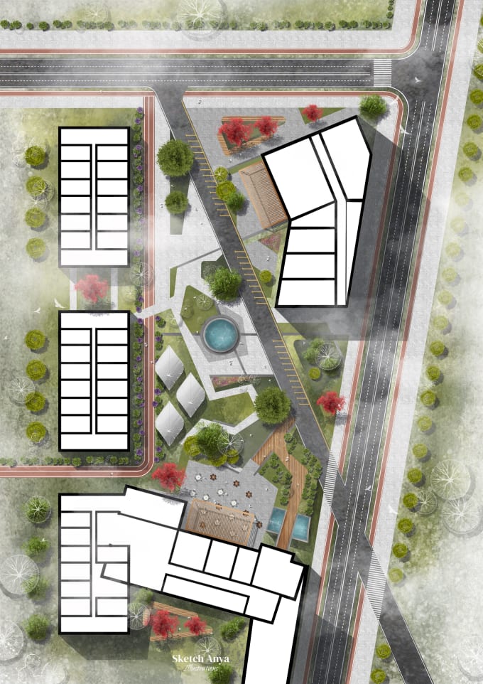 Gig Preview - Draw landscape sketch design, site plan, map illustration