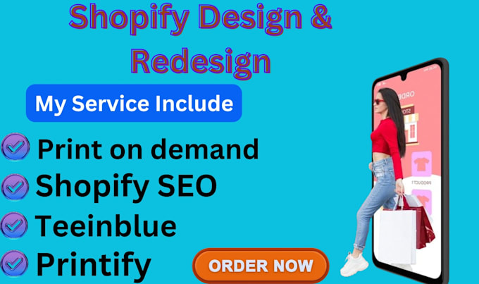 Bestseller - design, redesign shopify store, shopify SEO, print on demand, teeinblue