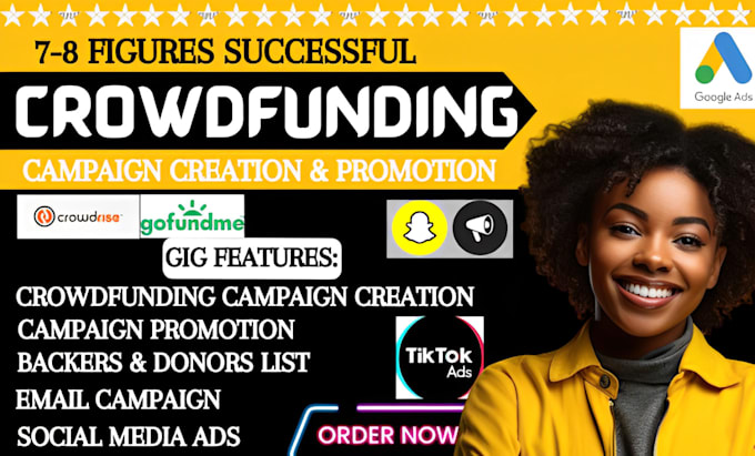 Gig Preview - Do crowdfunding campaign creation promotion on kickstarter gofundme indiegogo