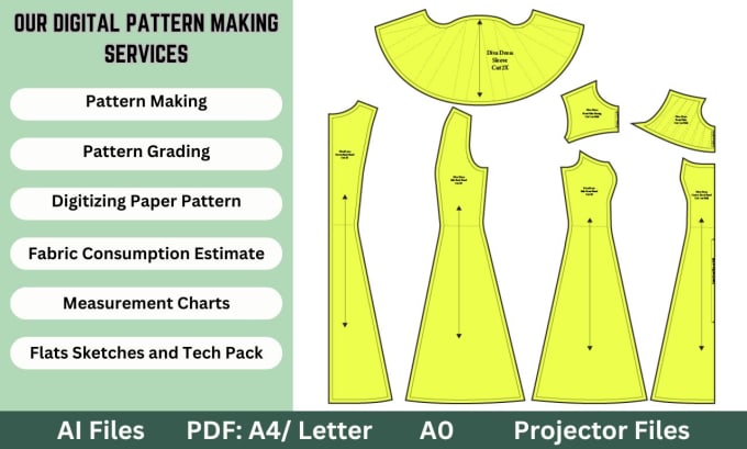 Gig Preview - Draft and grade digital sewing patterns for you