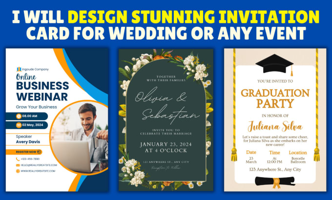 Gig Preview - Design stunning wedding card or invitation for any event