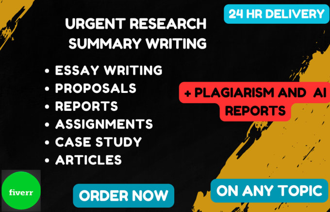 Gig Preview - Research and summary writing, case study, report, paper