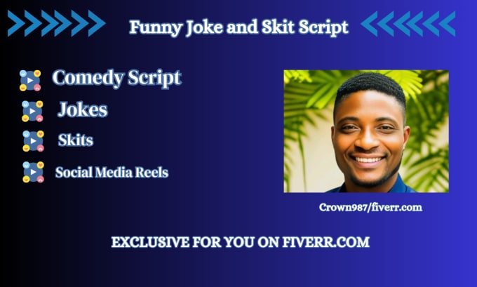 Gig Preview - Write funny joke, skits and reels for you