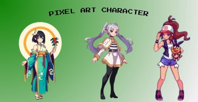 Gig Preview - Make 16 bit 32 bit pixel art character pixel art character animation game assets