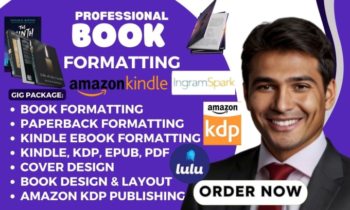 Gig Preview - Do book formatting, ebook formatting, paperback kindle formatting for amazon kdp