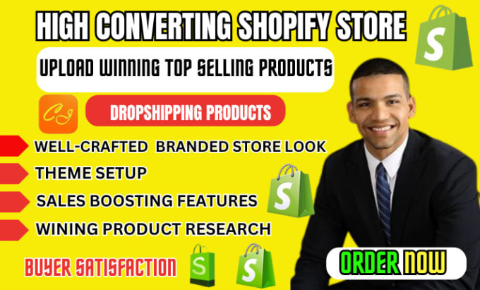 Gig Preview - Develop shopify store websites shopify dropshipping store product listing