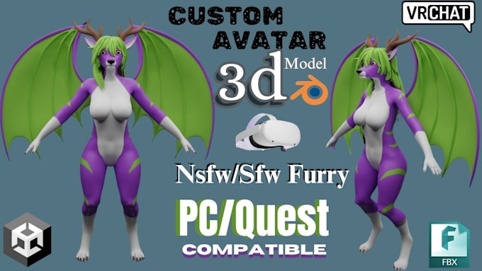 Bestseller - create custom vrchat avatar 3d model vtuber furry avatar anime 3d avatar