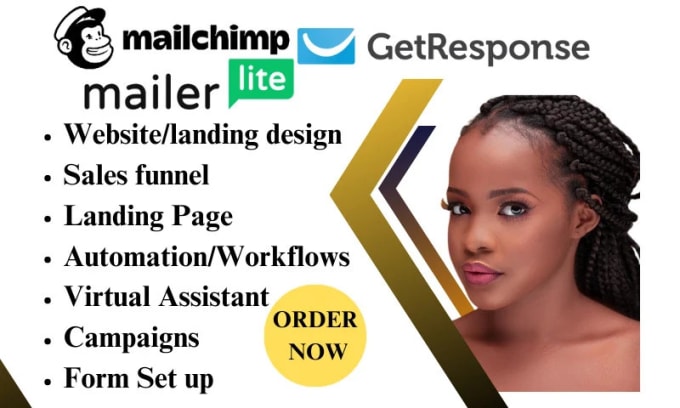 Gig Preview - Ontraport mailerlite mailchimp aweber engagebay mailchimp brevo landing page