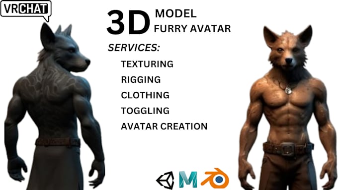 Gig Preview - Do texture and rigging furry human and anime vrchat avatar