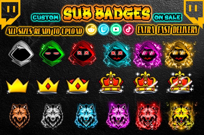 Bestseller - create awesome twitch sub badges , kick badges, and discord badges