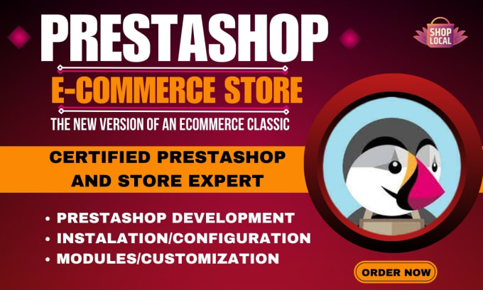 Gig Preview - Design prestashop ecommerce store, prestashop product upload, add product, seo