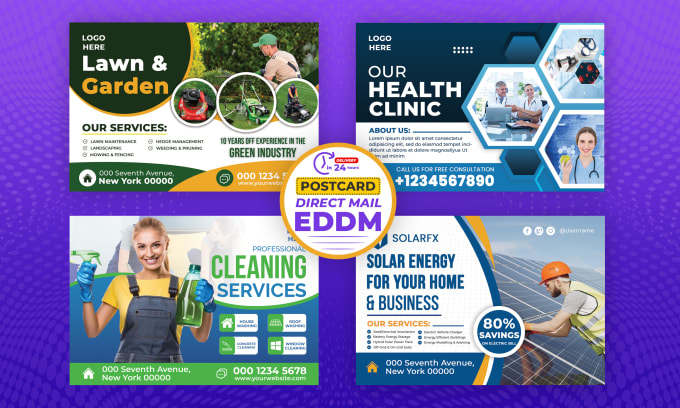 Gig Preview - Design urgent eddm postcard for solar, lawn care, medical, cleaning in 24 hours