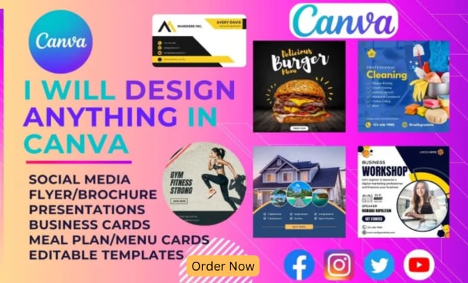 Gig Preview - Design your social media posts flyers banners and anything using canva