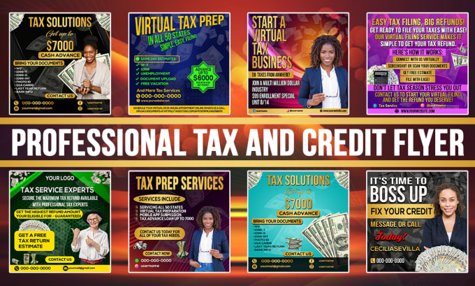 Gig Preview - Design modern tax, credit repair, and credit score flyer and instragram post