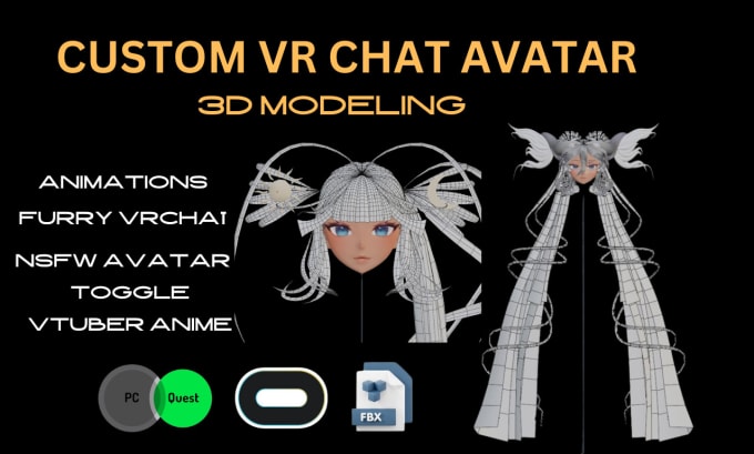 Gig Preview - Do custom 3d modeling  vr chat avatar vtuber anime furry vr character vrc avatar