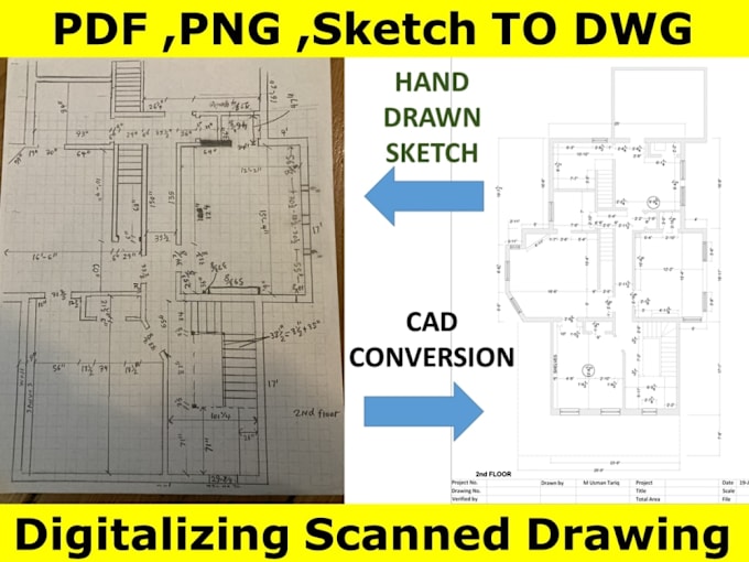 Gig Preview - Convert any PDF or sketch to dwg drawing plan auto cad