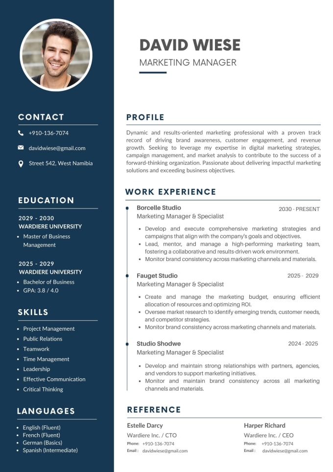 Gig Preview - Create professional cv design, resume writing , resume maker, cv maker