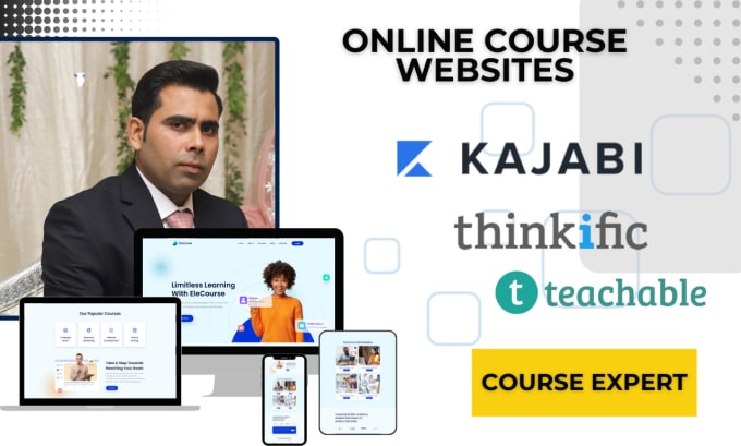 Gig Preview - Be your kajabi, thinkific, teachable funnel and course website expert