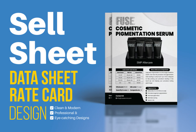 Gig Preview - Design professional product sell sheet, data sheet, rate cards