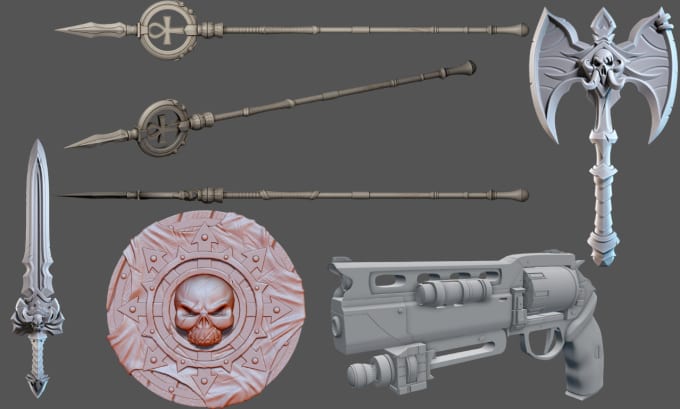 Gig Preview - Sculpt 3d sword, battleaxe, fantasy weapons, cosplay props, 3d armour, warhammer