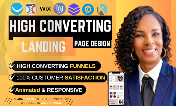 Gig Preview - Design carrd co, wix, systeme io, getresponse, clickfunnels, landing page