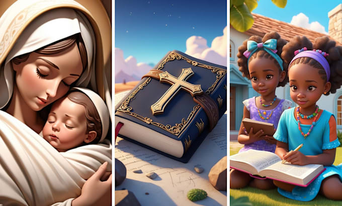 Gig Preview - Design awesome and enchanting bible illustrations for children christian books