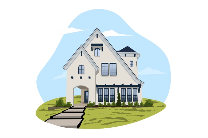 Gig Preview - Draw house building into cartoon ilustration vector art